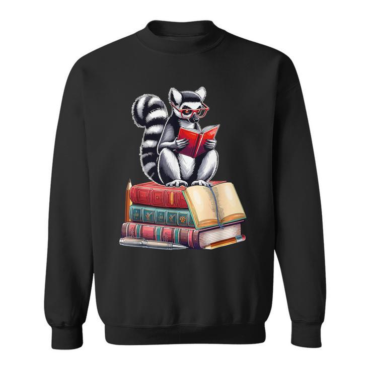 Lemur Reading Books Matching Bookworm Readers Librarian Sweatshirt