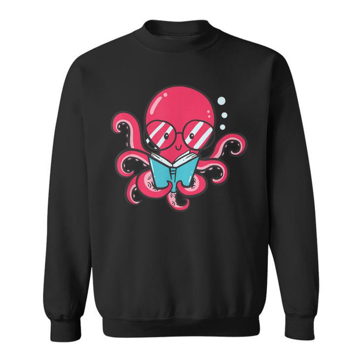 Librarian Book Sea Ocean Giant Squid Reading Octopus Sweatshirt
