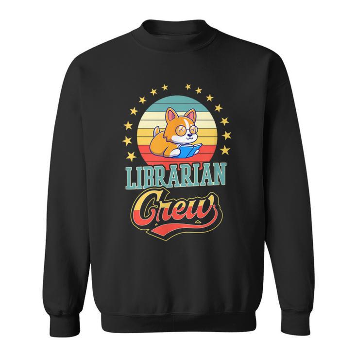 Librarian Crew Cute Library Dog Book Reading Men Women Sweatshirt