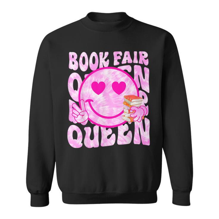 Library Book Fair Queen Vibe Groovy Tie Dye School Reading Sweatshirt