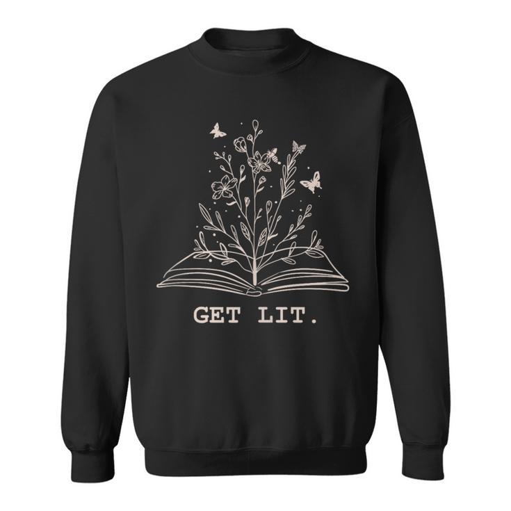 Library Book Wildflowers Lovers Literature Teacher Sweatshirt