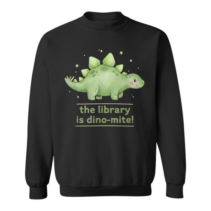 The Library Is Dino-Mite Stegosaurus Reading Kids Book Sweatshirt