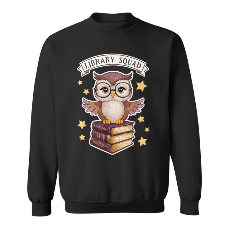 Library Squad Book Owl Wisdom Nerd Librarian Club Sweatshirt