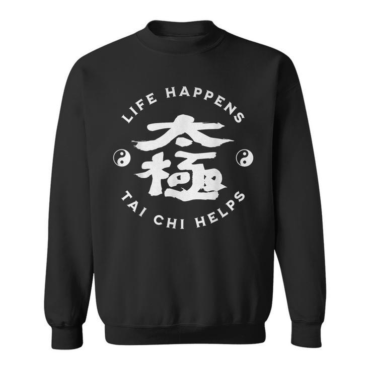 Life Happens Tai Chi Aide La Calligraphie Chinoise Ying & Yang Sweater e