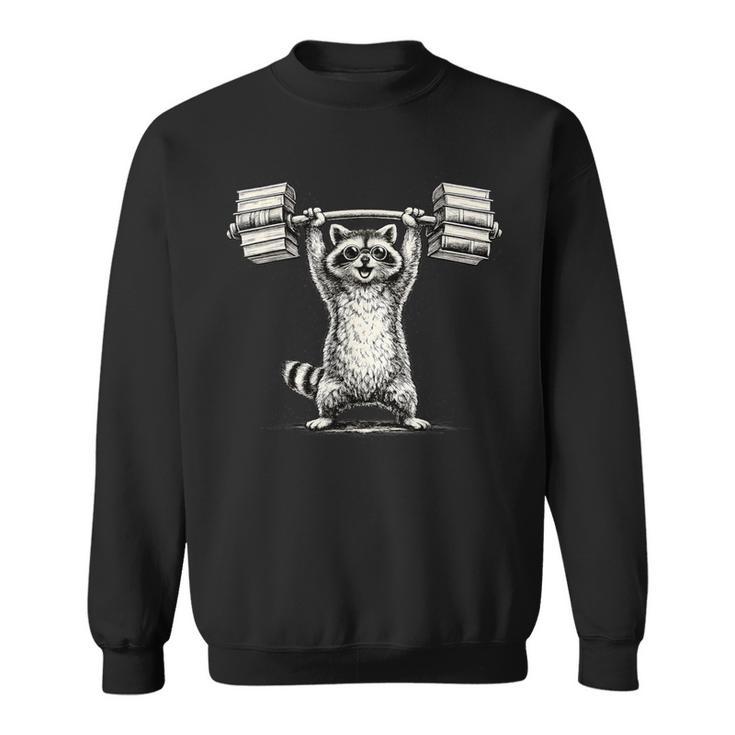 I Lift So I Can Carry More Books Raccoon Reader Workout Sweatshirt