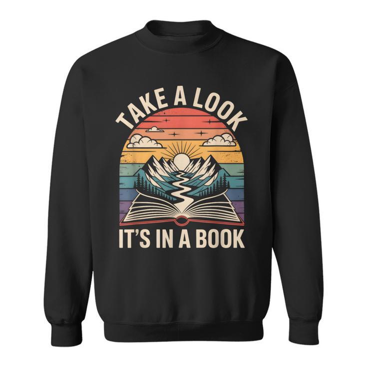 Take a Look It’s In a Book Vintage Sunset Mountain Reading Sweatshirt