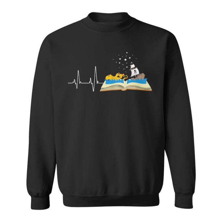 Love Books Heartbeat Reading Book Bibliophile Avid Reader Sweatshirt