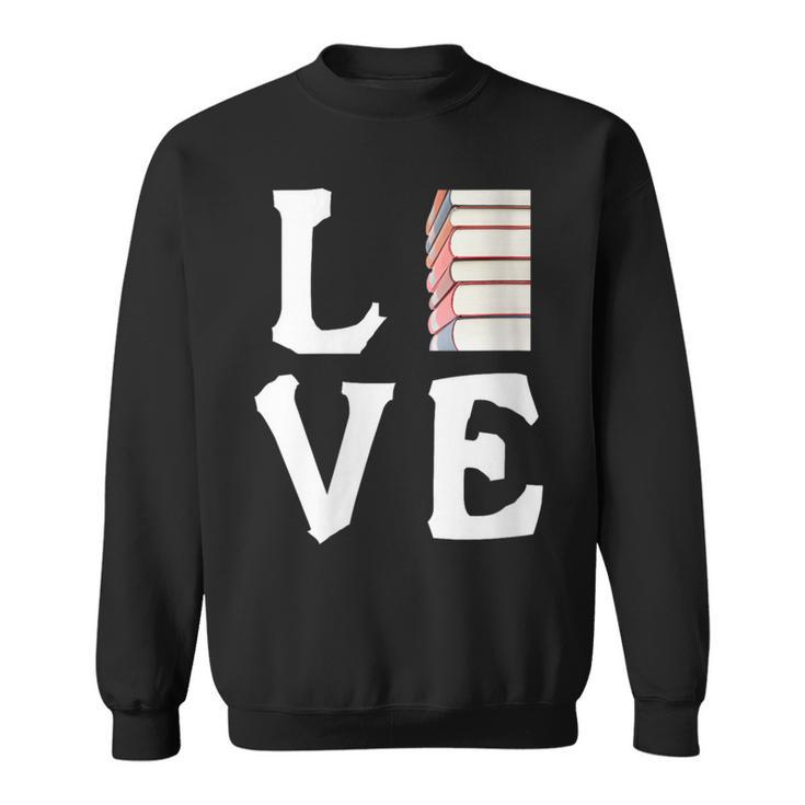 Love Books Stack Literature Reading Themed Pictograph Sweatshirt