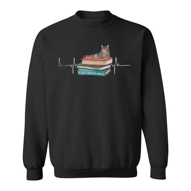Love Cat Heartbeat Cats And Books For Cats Lovers Sweatshirt