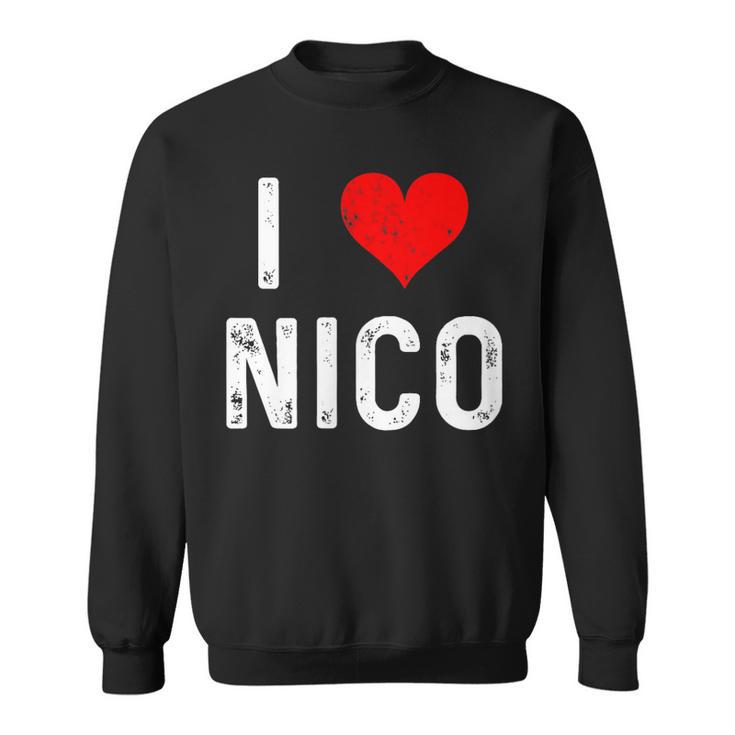 I Love Nico ハート アンティーク調 スウェットシャツ