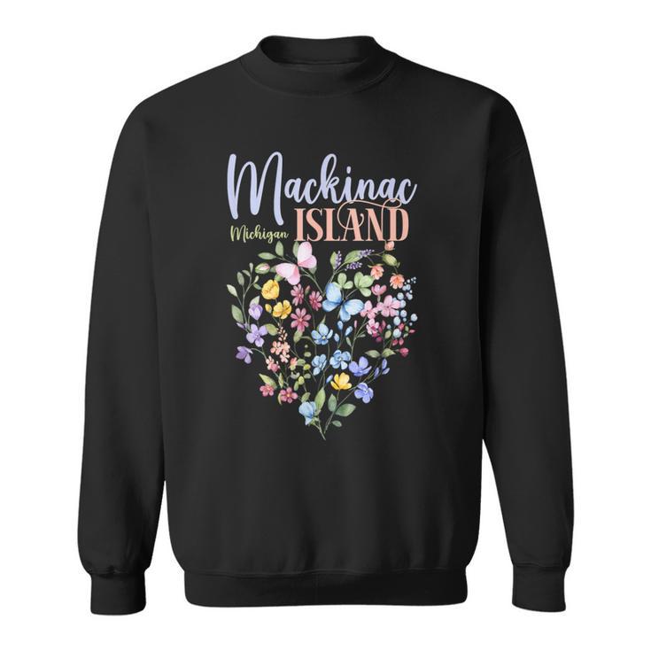 Mackinac Island Michigan Wildflowers Heart I Love Michigan Sweatshirt