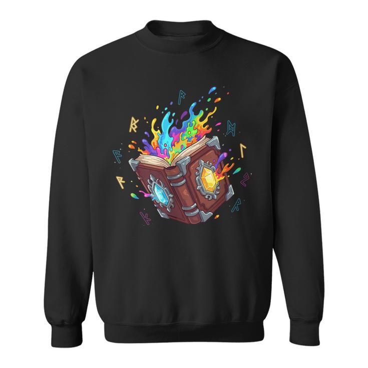 Magic Spell Book Open Rainbow Runes Fantasy Arcane Sweatshirt Magic Spell Book Open Rainbow Runes Fantasy Arcane Sweatshirt