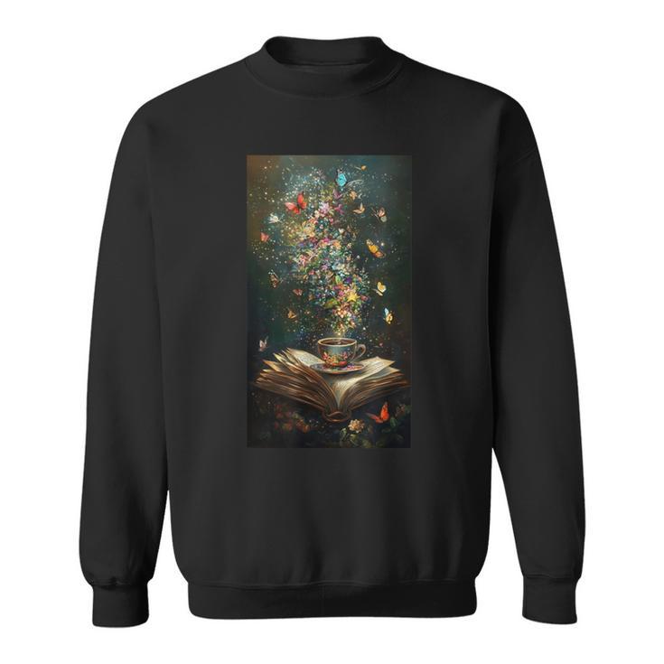 Magical Book Floral Coffee Books Nature Fantasy Sweatshirt Magical Book Floral Coffee Books Nature Fantasy Sweatshirt