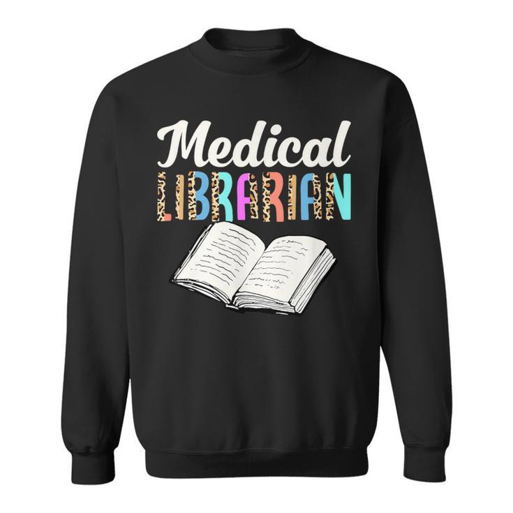 Medical Librarian Leopard Print Library Book Graphic Sweatshirt