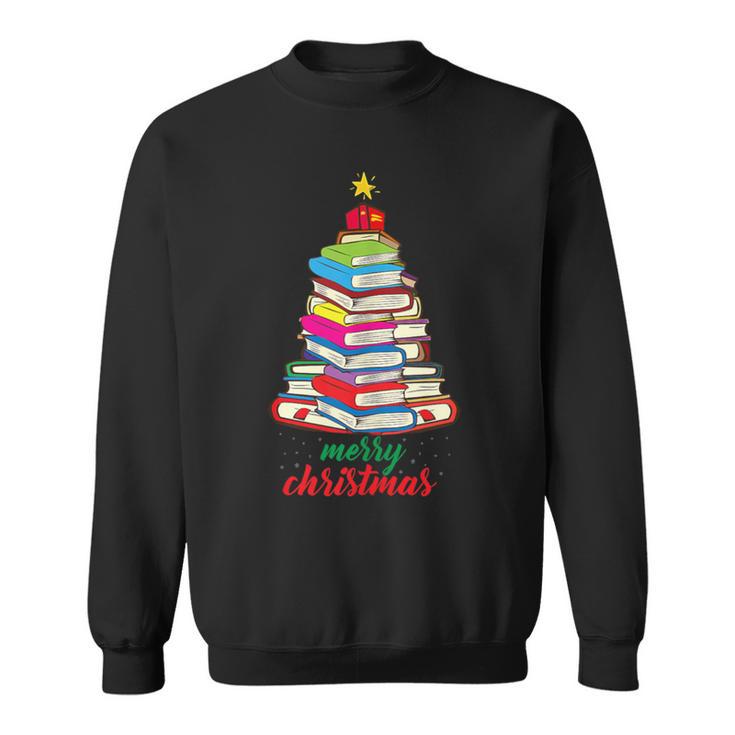 Merry Christmas Tree Book Reading Librarian Sweatshirt