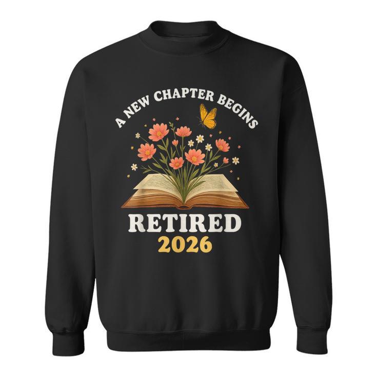 A New Chapter Begins Retired 2026 Floral Book Butterfly Tee Sweatshirt