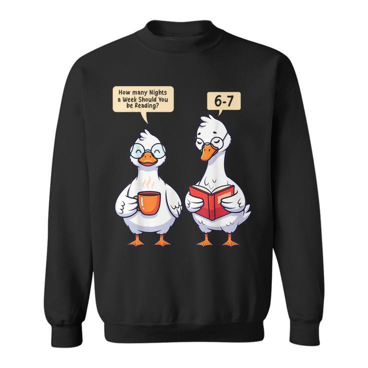 How Many Nights Reading Goose Book Lover Reader Sweatshirt