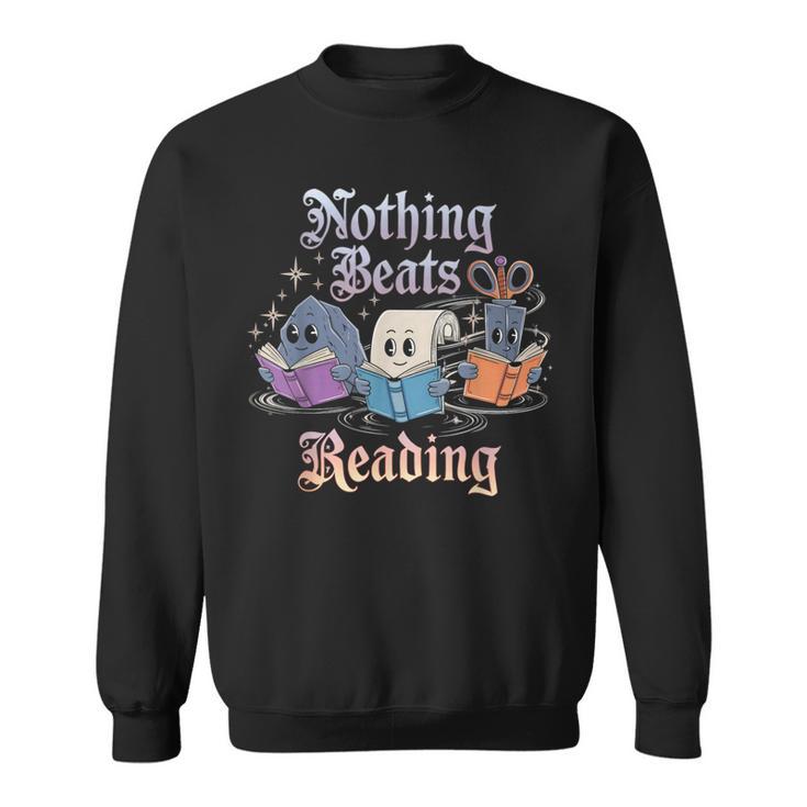 Nothing Beats Reading Book Librarian Rock Paper Scissors Sweatshirt