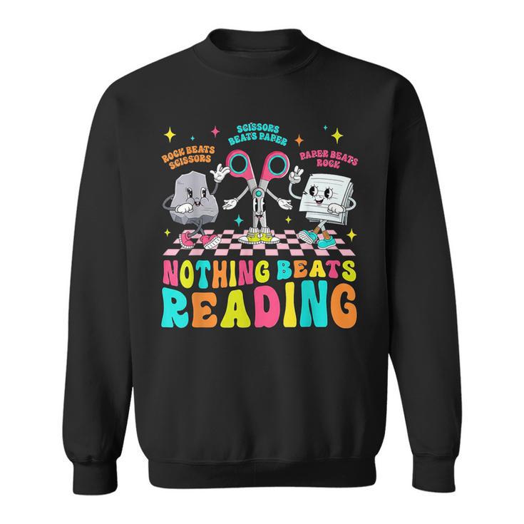 Nothing Beats Reading Cute Rock Paper Scissors Book Lover Sweatshirt