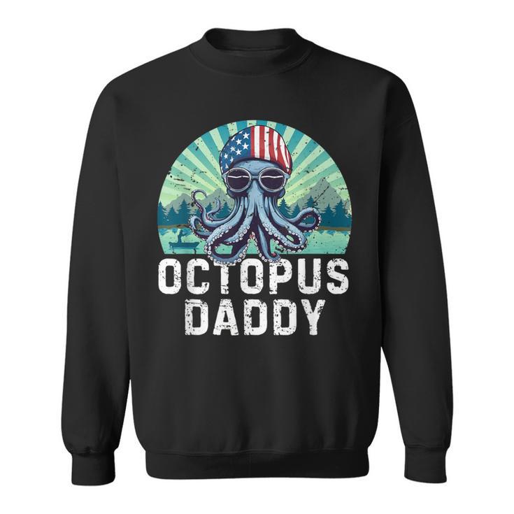 Octopus Daddy Bandiera Usa Festa Del Papà 4 Luglio Retrò Felpa