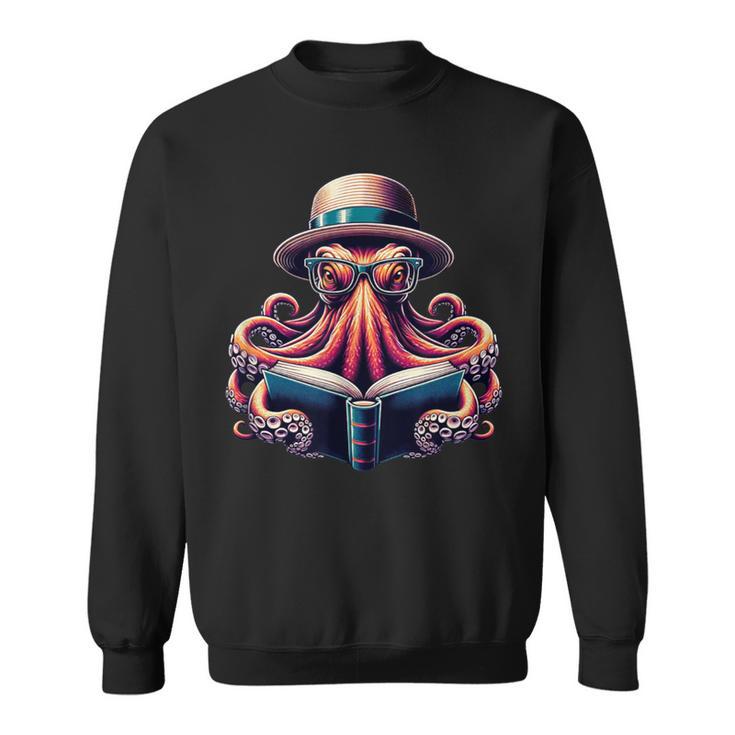 Octopus Reading Book Kraken Bookworm Sweatshirt