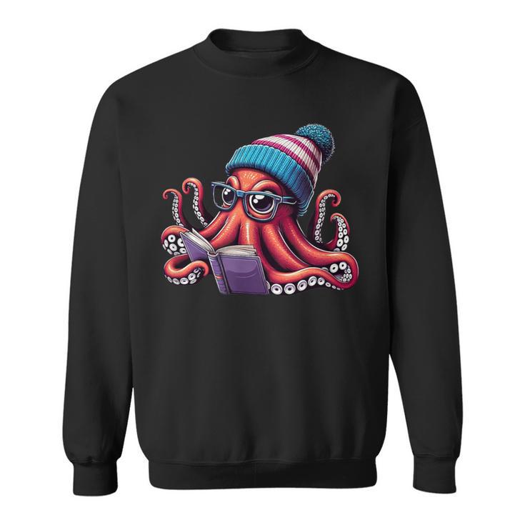 Octopus Reading Book Kraken Book Lover Sweatshirt