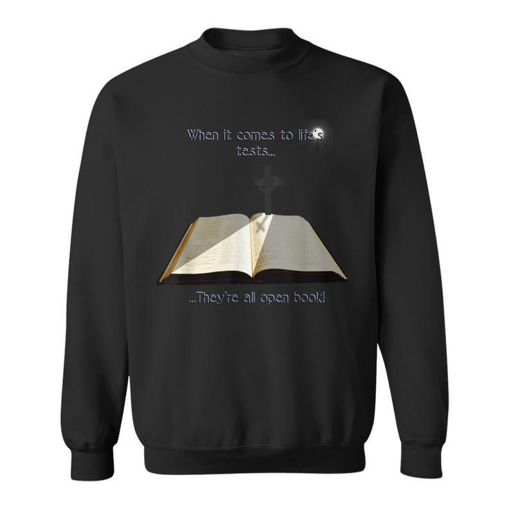 Open Book Faith Christian Cross Light Bible Sweatshirt