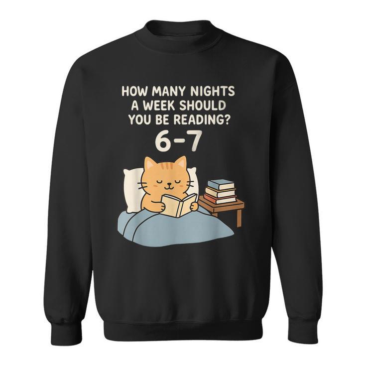 Orange Cat Reading Book 67 Six Seven Meme Sweatshirt