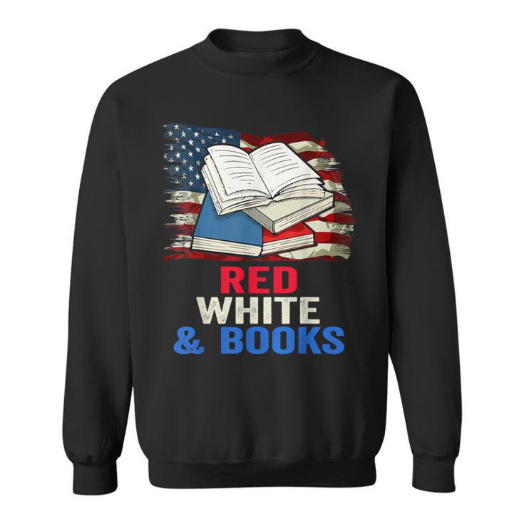 Patriotic Book Reader 4th Of July Bookworm American Flag For Women Kids Men Sweatshirt