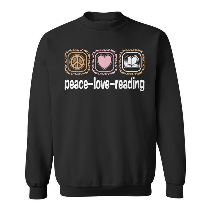Peace Love Reading Leopard Print Women Girls Kids Read Books Sweatshirt