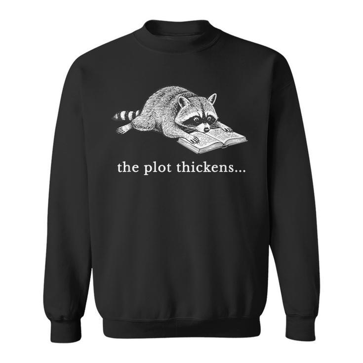 The Plot Thickens Raccoon Book Lover Sweatshirt