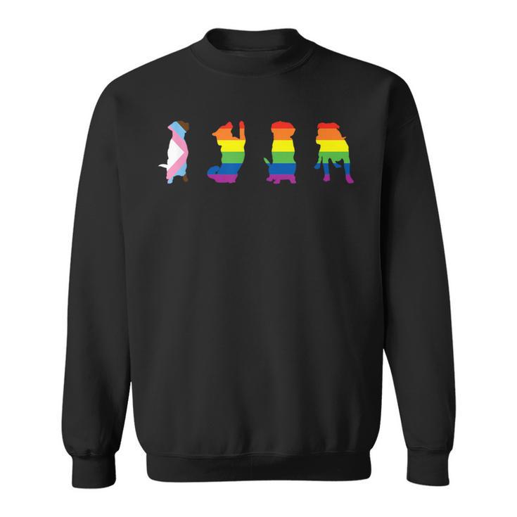 Progress Pride Cute Dog Lgbt プログレス ゲイ ペット好き スウェットシャツ