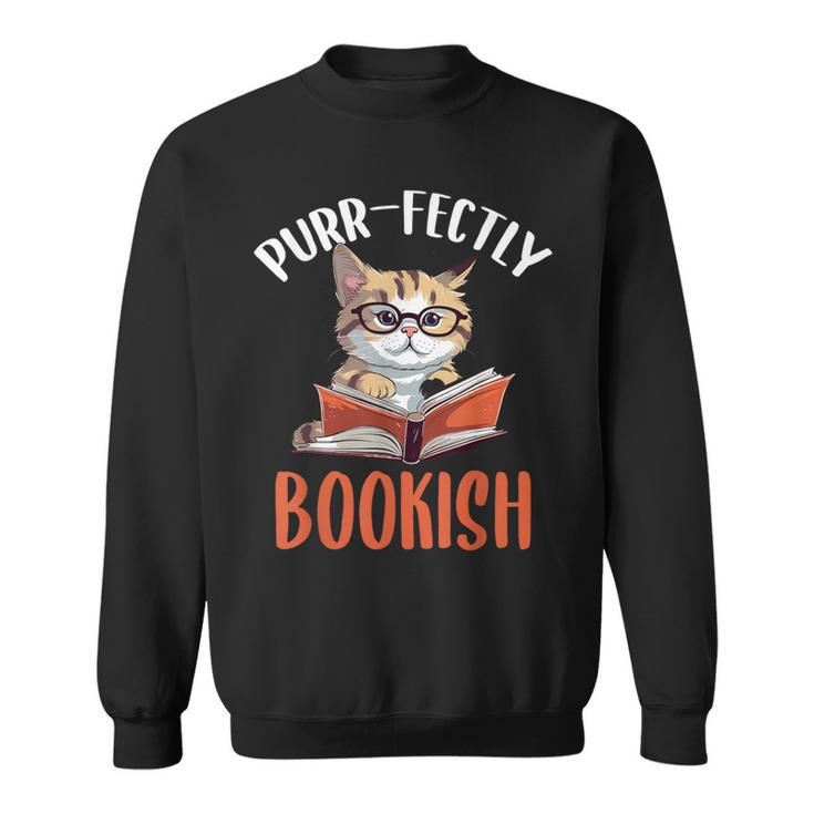 Purr-Fectly Bookish Cats And Books Sweatshirt