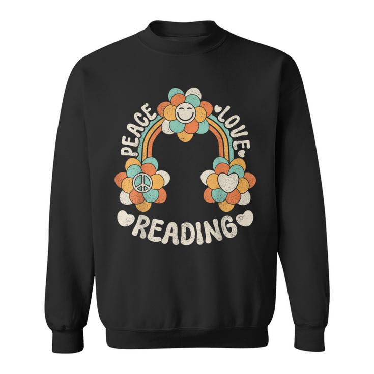 Rainbow Groovy Book Lover Outfit Hippie Peace Love Reading Sweatshirt