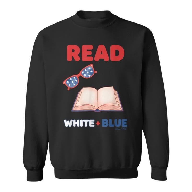 Read  Blue Patriotic Book Lover Girls Independence Sweatshirt