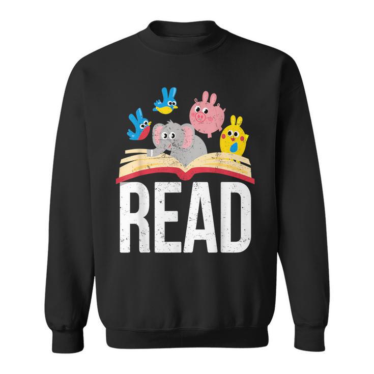 Read Book Cute School Teacher Librarian Elephant Pigeon Sweatshirt