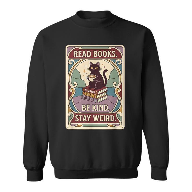 Read Books Be Kind Stay Weird Cat Tarot Card Coffee Reading Sweatshirt