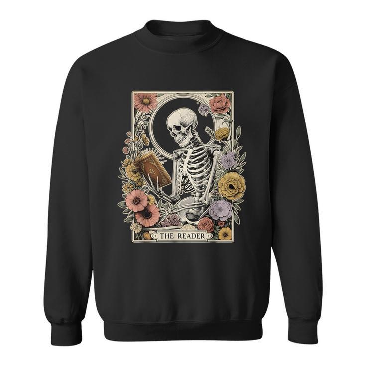 The Reader Tarot Card Skeleton Reading Book Sweatshirt