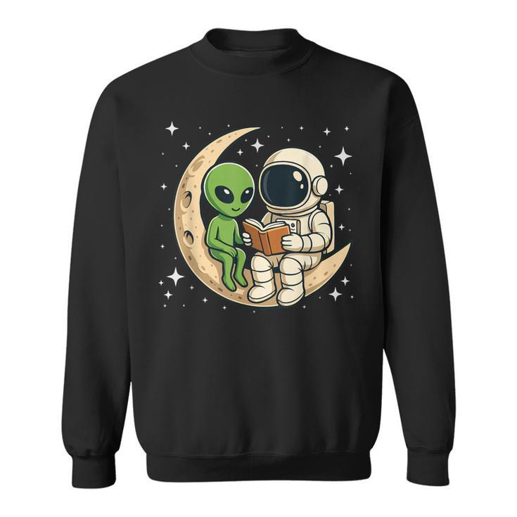 Reading Astronaut & Alien Reading Bookworm Reader Sweatshirt