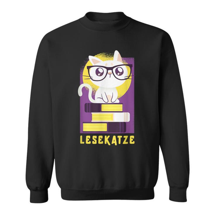 Reading Cat Cat Cat Reading Worm Books Cat Friend Gift For Men Women Sweatshirt