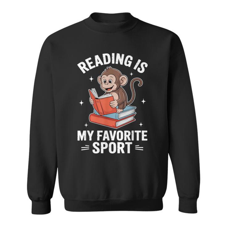 Reading Is My Favorite Sport Cute Monkey Reading Books Sweatshirt