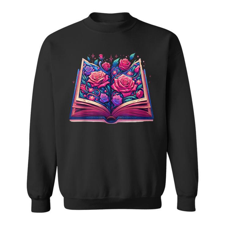 Reading Lover Librarian Book Lovers Flowers English Roses Sweatshirt