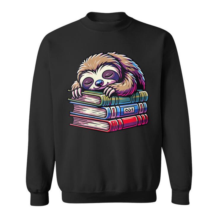 Reading Muffler Sloth On Stack Of Books Sweatshirt