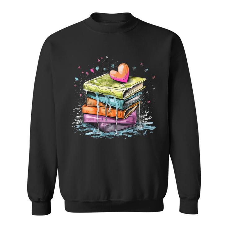 Reading Watercolor Books Love Books Girls Sweatshirt