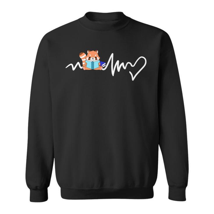 Red Panda Reading Book Heartbeat Sweatshirt