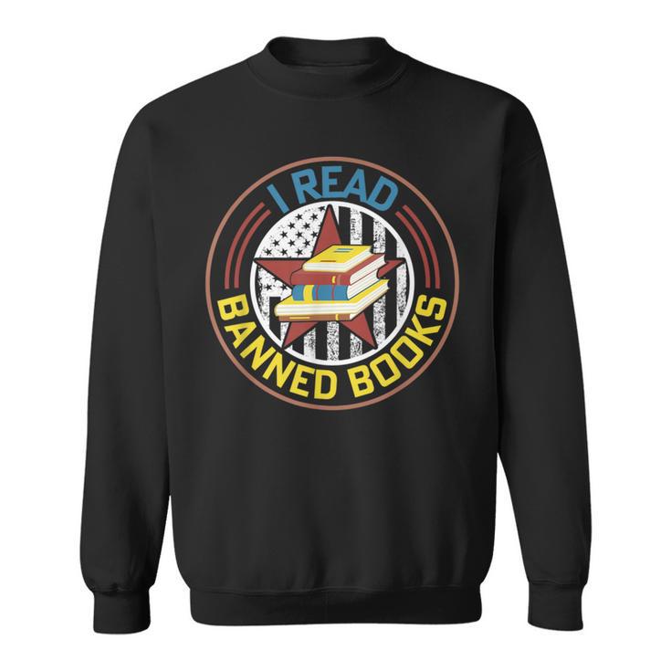 Retro American Flag I Read Banned Books Women Men Sweatshirt