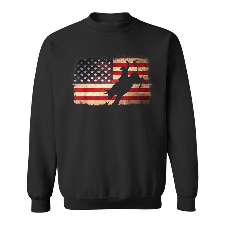 Rodeo Cowboy Bull Rider 4Th Of July Patriotic Usa Flag Sweatshirt