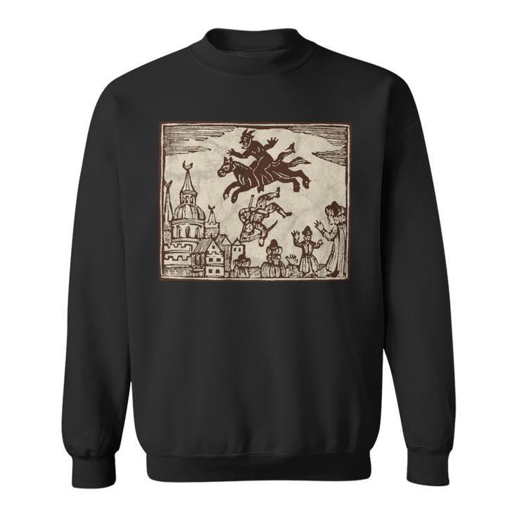Satanic Occult Midnight Ride ゴスホラー 美的 木版画 長袖tシャツ スウェットシャツ