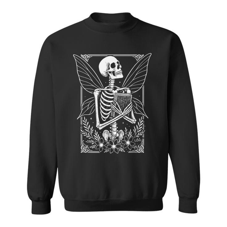 Skeleton Book Fairy Fantasy Witchy Bookworm Reading Sweatshirt