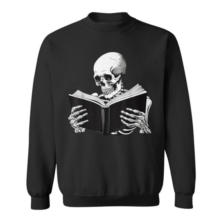 Skeleton Reading Book Bookworm Reader Bookish Halloween Sweatshirt